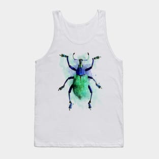 Dramabite Watercolor beetle green purple turquoise insect painting Tank Top